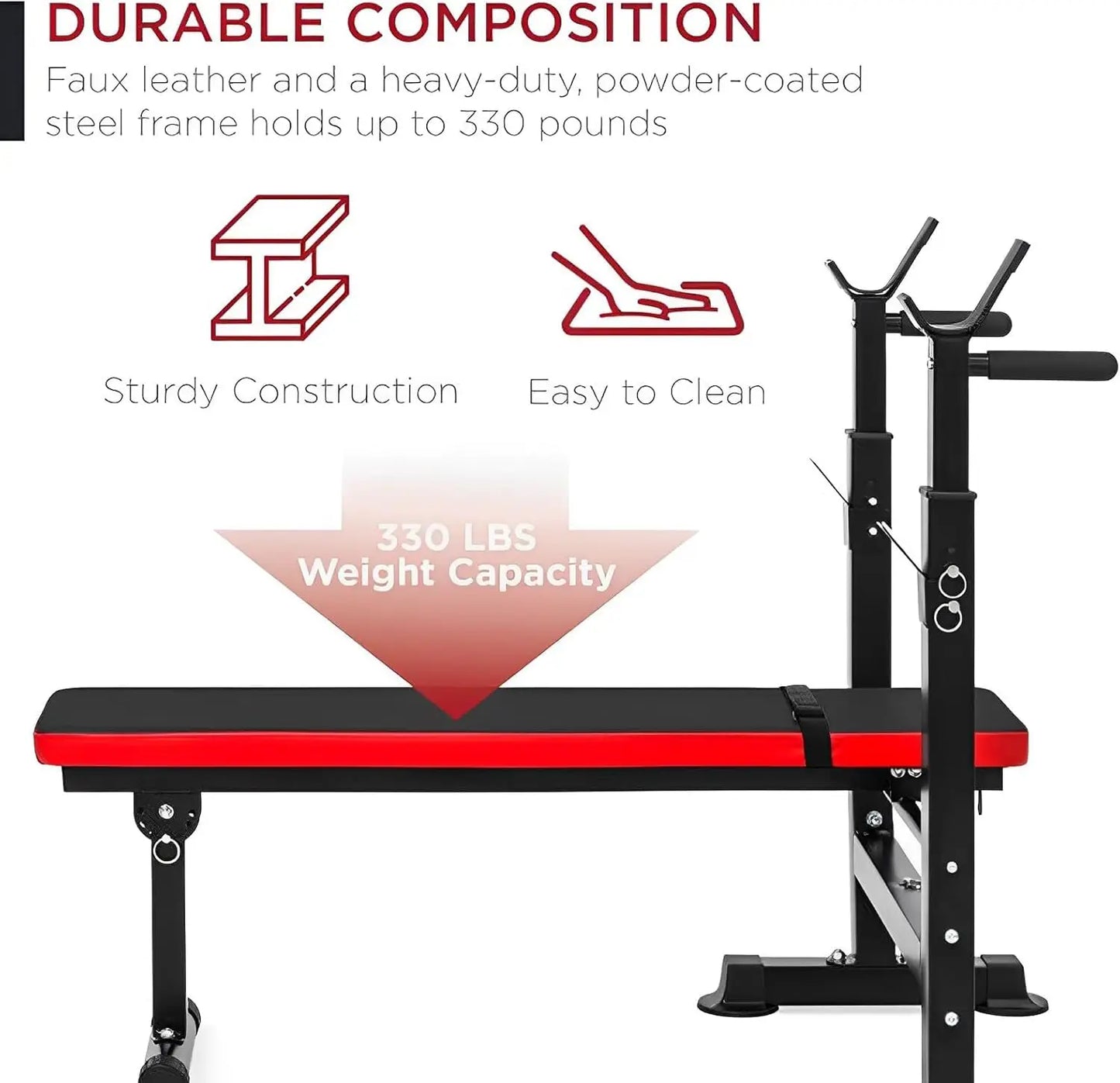 Adjustable Weight Bench Folding with Barbell Rack Full Body Workout Exercise Multi-Function