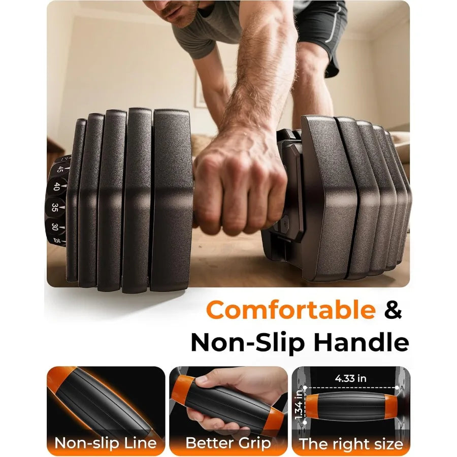 Adjustable Dumbbell Set 52.5lb Free Weight Dumbbells 15 in 1 Quick Adjust with Nonslip Handles and Tray