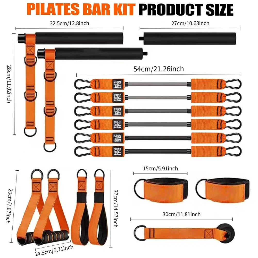 Multifunctional Pilates Bar & Resistance Bands Portable Weighted Exercise
