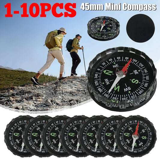 10-1PCS Mini Compass 45MM Portable Handheld Compass Navigation Tool