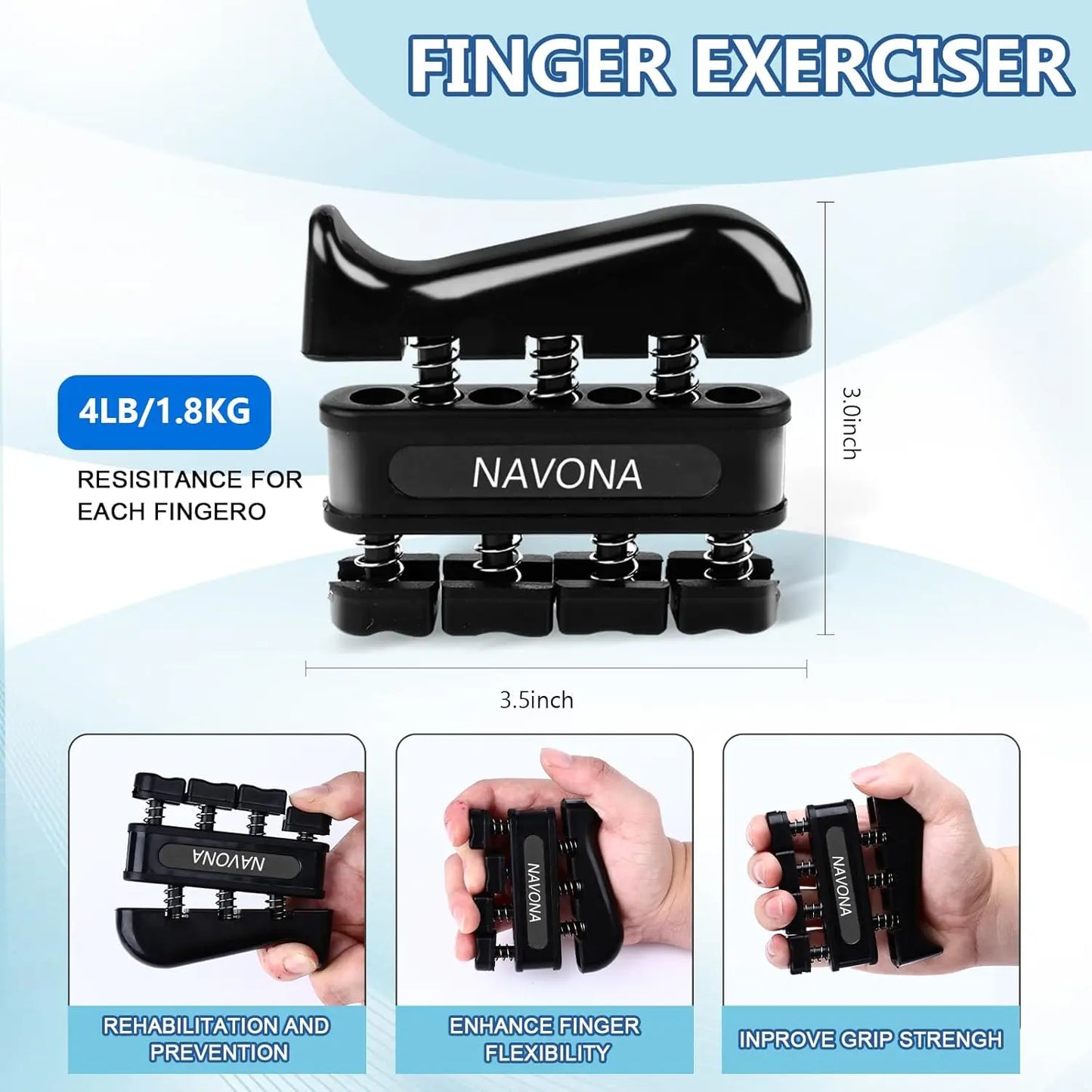 Grip Trainer Kit: Adjustable Hand Gripper, Finger/Hand Exercisers, Stress Ball & Forearm Ring for Muscle Build & Injury Rcvry