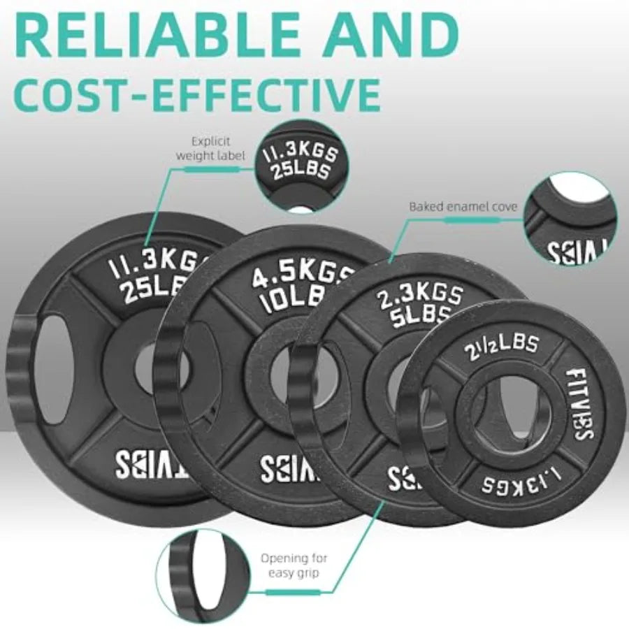 Cast Iron 2" Weight Plates Including 6FT  Barbell Bar and Safely Locks Barbell Set 85lbs