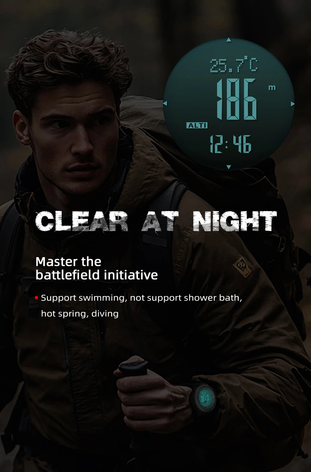 NORTH EDGE APACHE-46 Men Digital Watch Outdoor Sports Running Swimming Outdoor Sport Watches Altimeter Barometer Compass WR50M