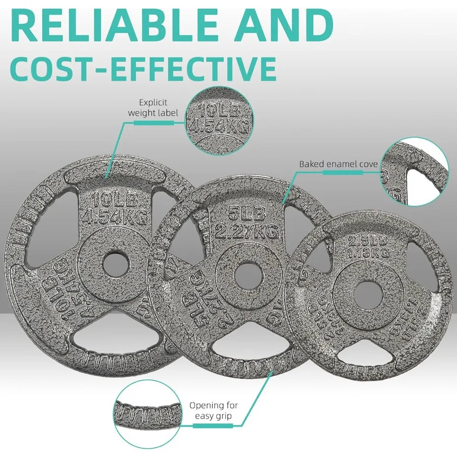 1" Standard Weight Plates Including 5FT Standard Barbell Bar & Star Locks, 45 Pounds Set