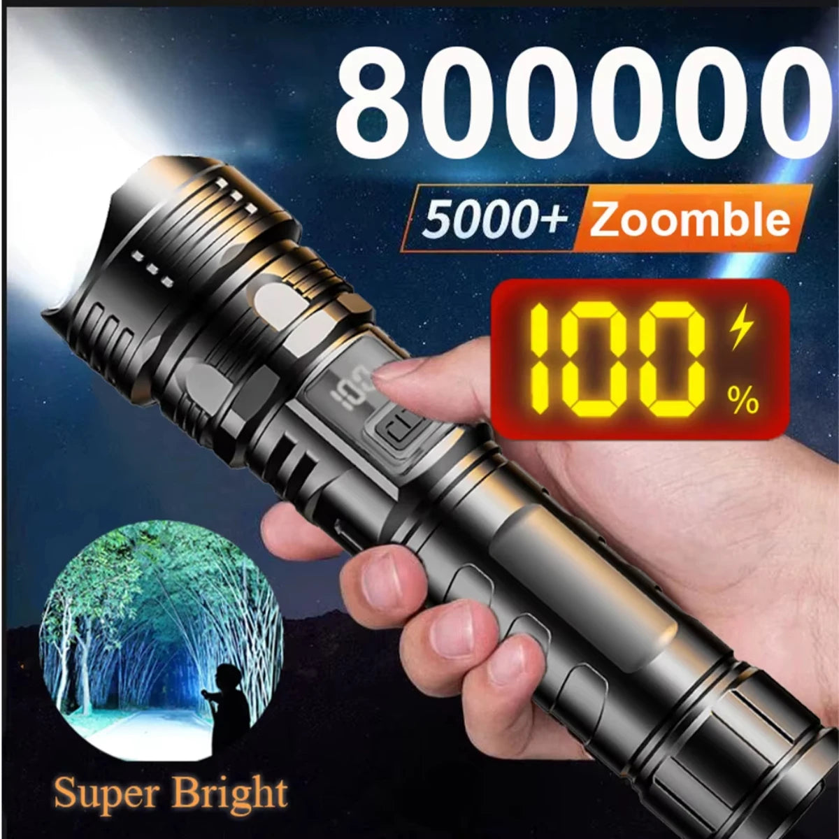 USB Rechargeable High Power LED Flashlight Super Bright Torch, Portable Hand Light