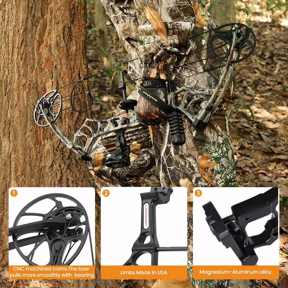 Archery Ready to Hunt Lightweight Compound Bow Package for Adults and Youth，0-50 Lbs Draw Weight,290fps