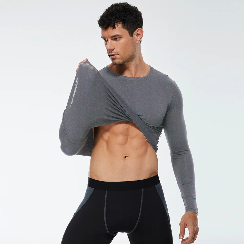 Men Compression Running T-Shirt Fitness Tight Long Sleeve Sport T-shirt