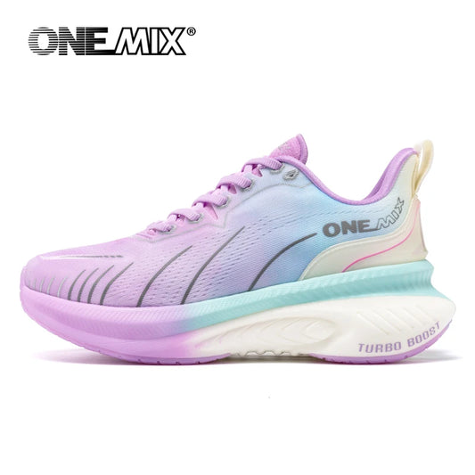 ONEMIX New Cushioning Running Shoes For Men Women  Suitable Heavy Runners Lace Up Non-slip Color : Violet