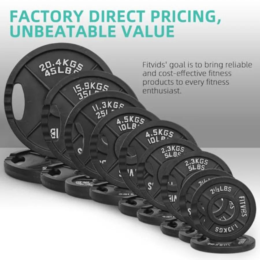 Cast Iron 2" Weight Plates Including 6FT  Barbell Bar and Safely Locks Barbell Set 85lbs
