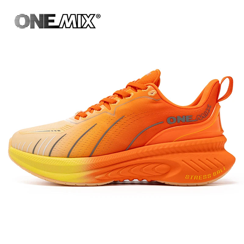 ONEMIX New Cushioning Running Shoes For Men Women  Suitable Heavy Runners Lace Up Non-slip Color :  Panda White