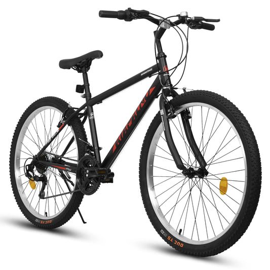 24/26 Inch Mountain Bike for Men Women, 21 Speeds Commuter MTB Bike with Dual V Brake and Steel Frame for Trail Beach Snow
