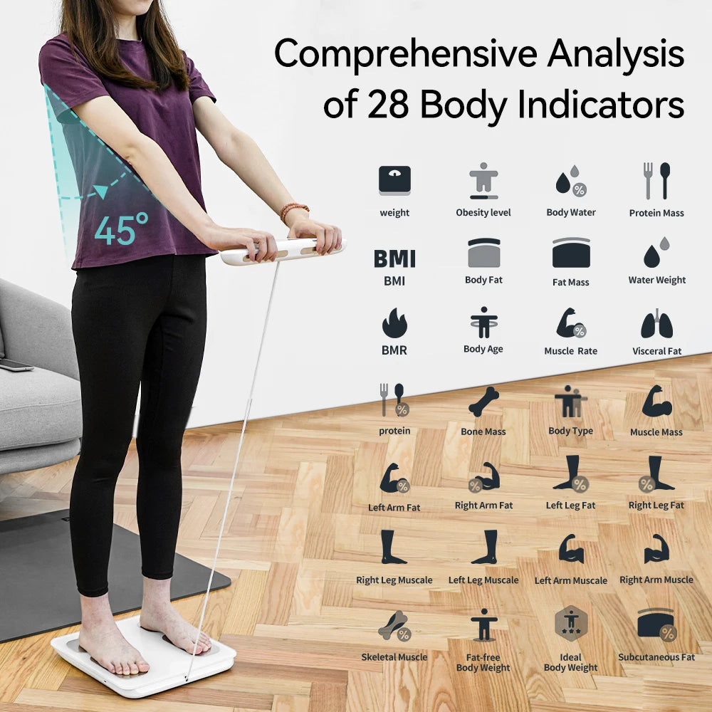 Smart 8 Electrode Scale; Bioimpedance, Electronic Digital Weight, Balance, Fat, Body Water, Muscle, Mass, BMI Body Composition