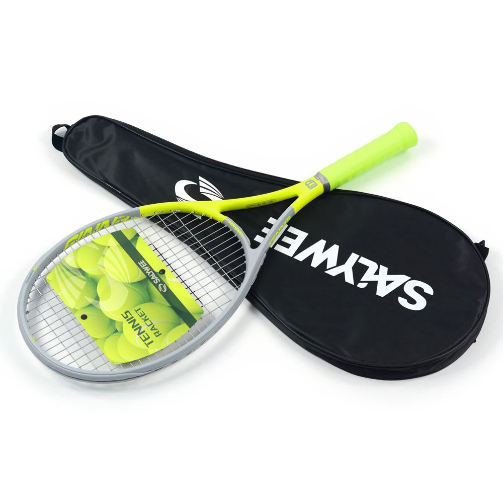 SALYWEE Gemini Composite Carbon Tennis Racket | Already Threaded 300±10g Ultra-Light for Beginners | Pro Unisex Training Racket