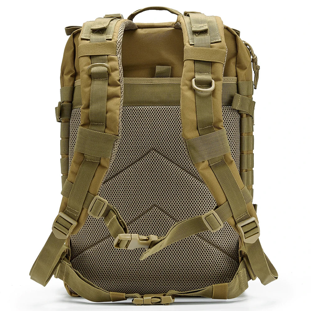 50L Sturdy Nylon Waterproof Tactical Backpack, Khaki