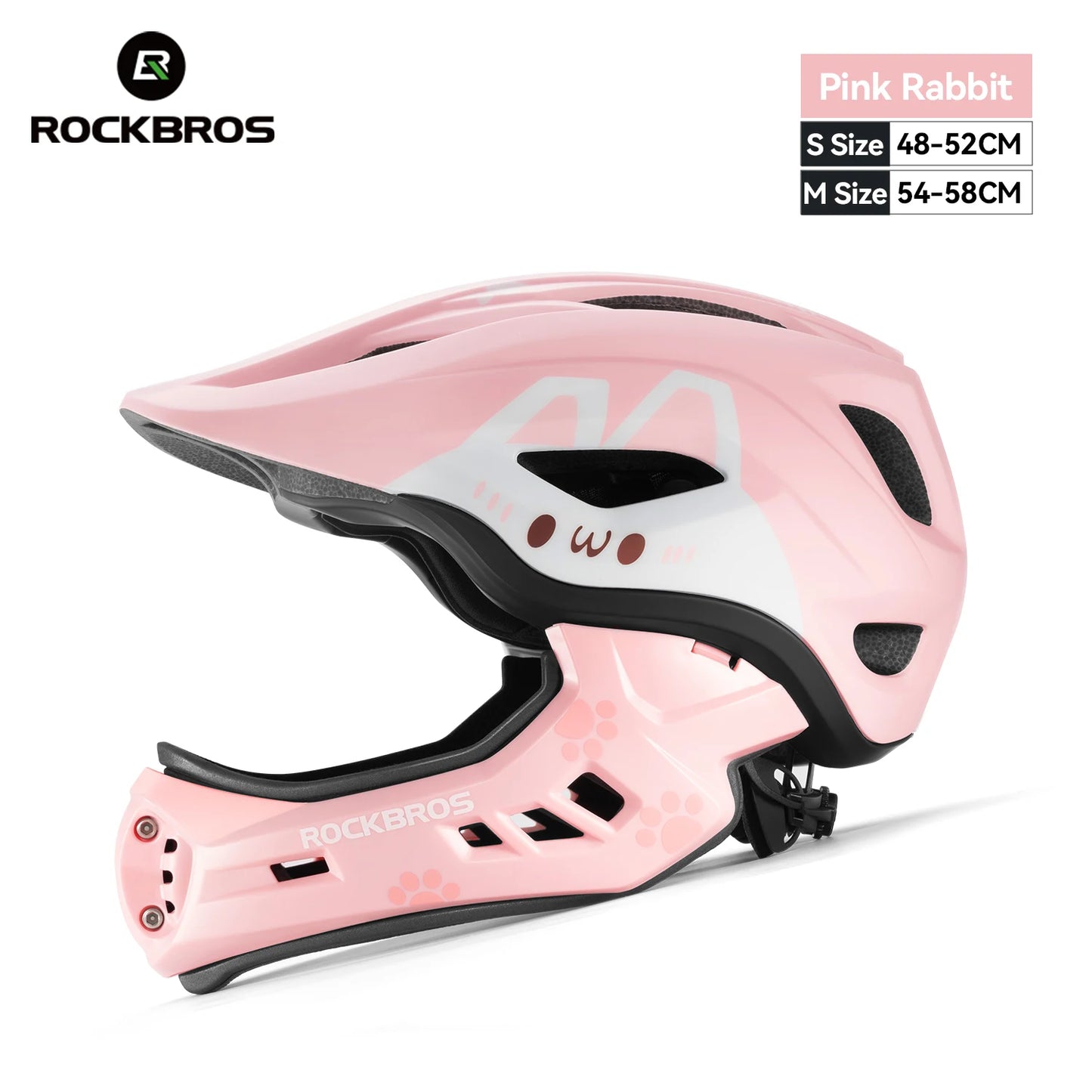 ROCKBROS Child Cycling Helmet Impact Resistant Cross Helmet Detachable Full Face Helmet Safety Protection