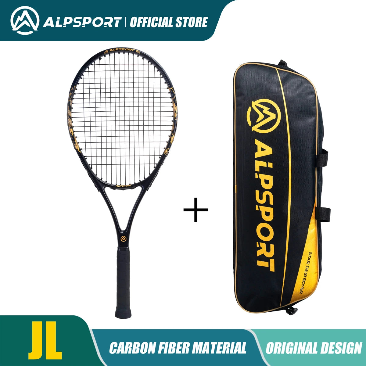 ALPSPORT JL 27-inch strong and durable 4 3/8-inch grip carbon fiber tennis racket