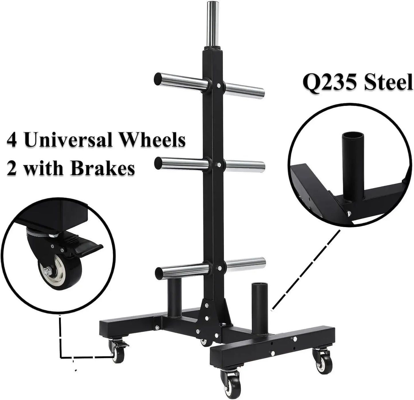 Movable Weight Plate Dumbbell Rack Storage Tree Steel 57inch 1100lbs Capacity Heavy Duty Weight Plate Holder for Gym Home