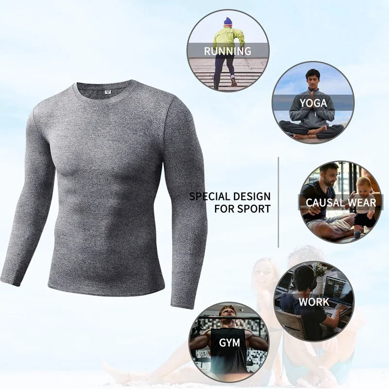 Men Compression Running T-Shirt Fitness Tight Long Sleeve Sport T-shirt