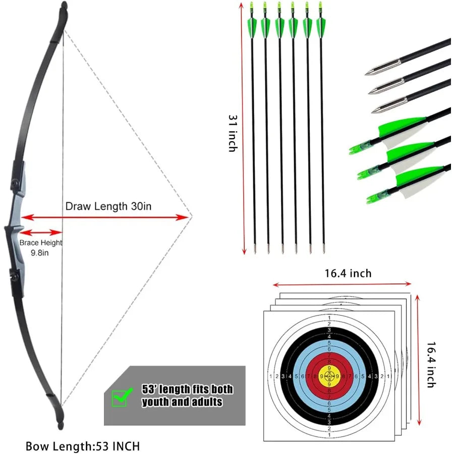 Archery Bow and Arrow Archery Set - Takedown Recurve Bow for Adults, Youth, Beginner 20lbs Left or Right Handed
