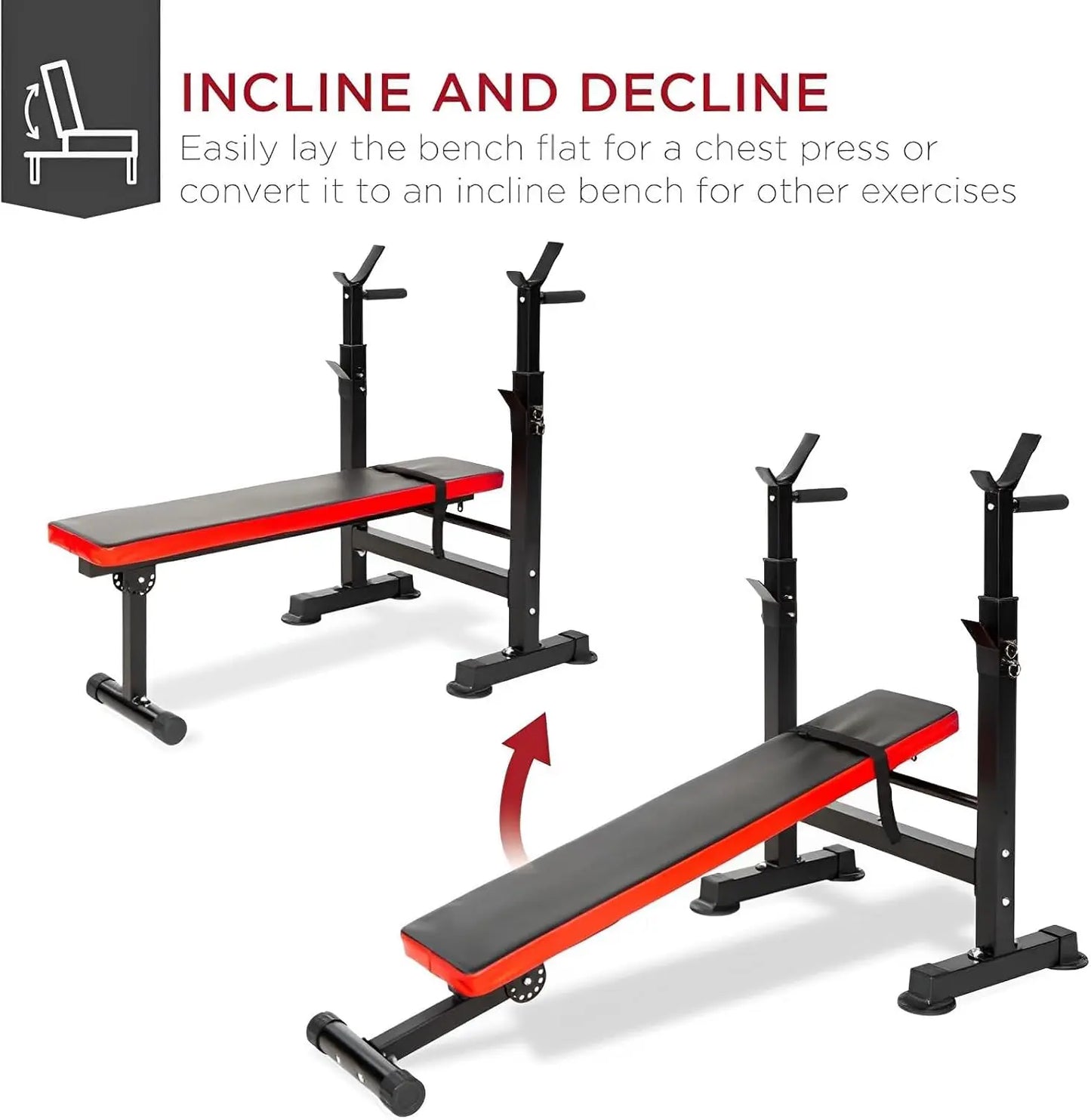 Adjustable Weight Bench Folding with Barbell Rack Full Body Workout Exercise Multi-Function