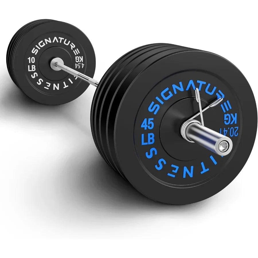 Bumper Plates Set, 2" Weight Plates for Strength Training & Weightlifting, Set with Barbell: 260 lbs