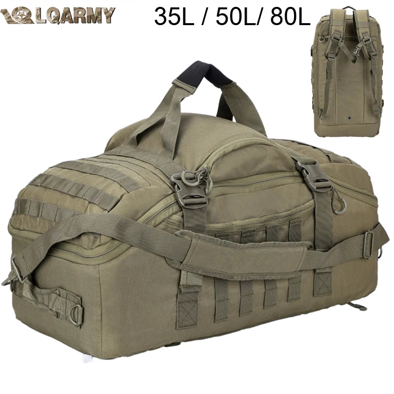 LQARMY 30L 50L 80L Outdoor Mountaineering Bag Molle Tactical Backpack Large Duffel Bag for Hiking Camping Travel