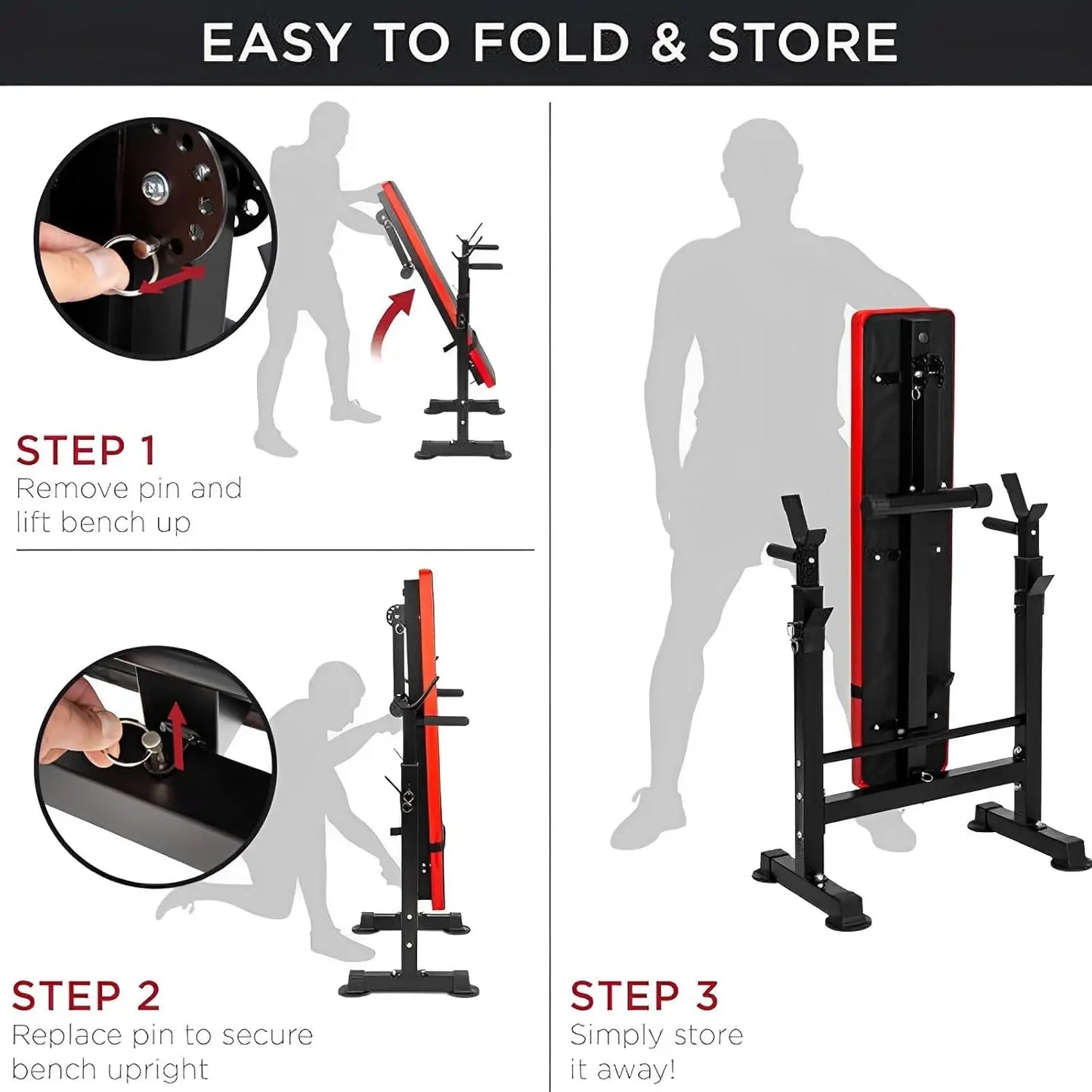 Adjustable Weight Bench Folding with Barbell Rack Full Body Workout Exercise Multi-Function