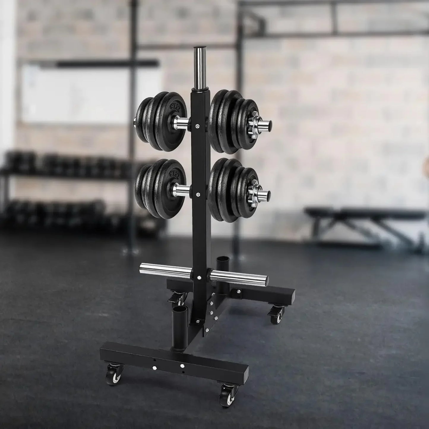 Movable Weight Plate Dumbbell Rack Storage Tree Steel 57inch 1100lbs Capacity Heavy Duty Weight Plate Holder for Gym Home