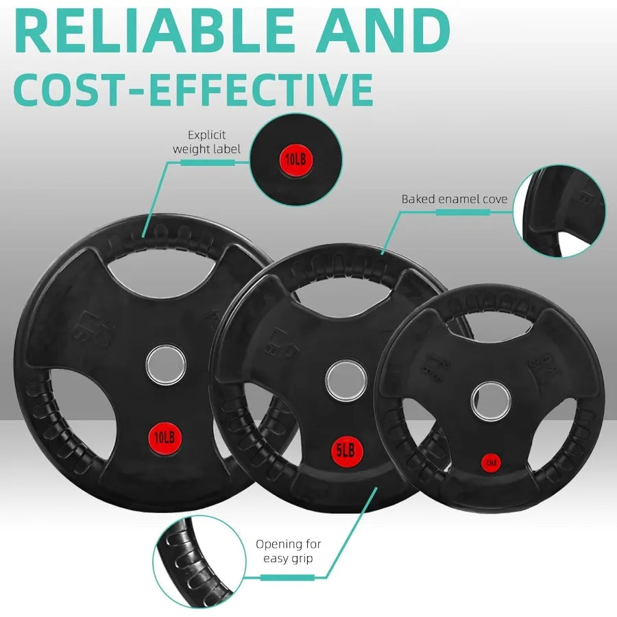 Cast Iron Standard Weight Plates Including 5FT Standard Barbell with Star Locks 45Pound Set 35 Pounds Plates + 10 Pounds Barbel