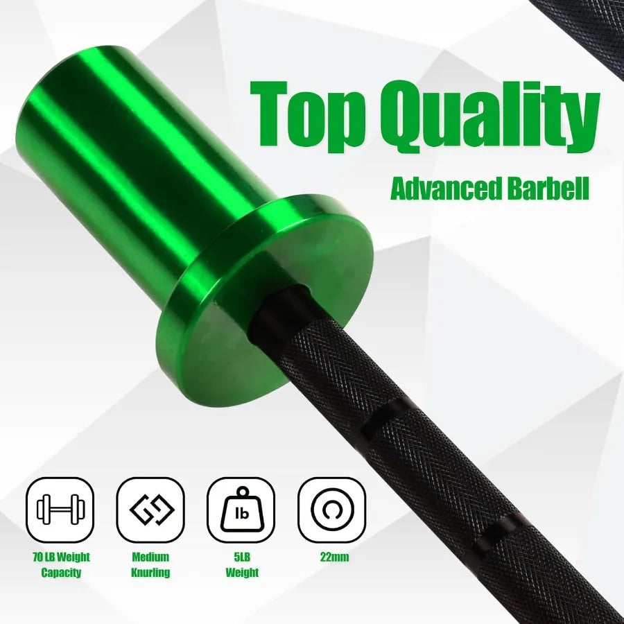 Barbell 5LB Mini Barbell Bar 4ft for Beginner Women and Weighted Bar Compatible with 2Inch Weight Plates, 70lbs capacity