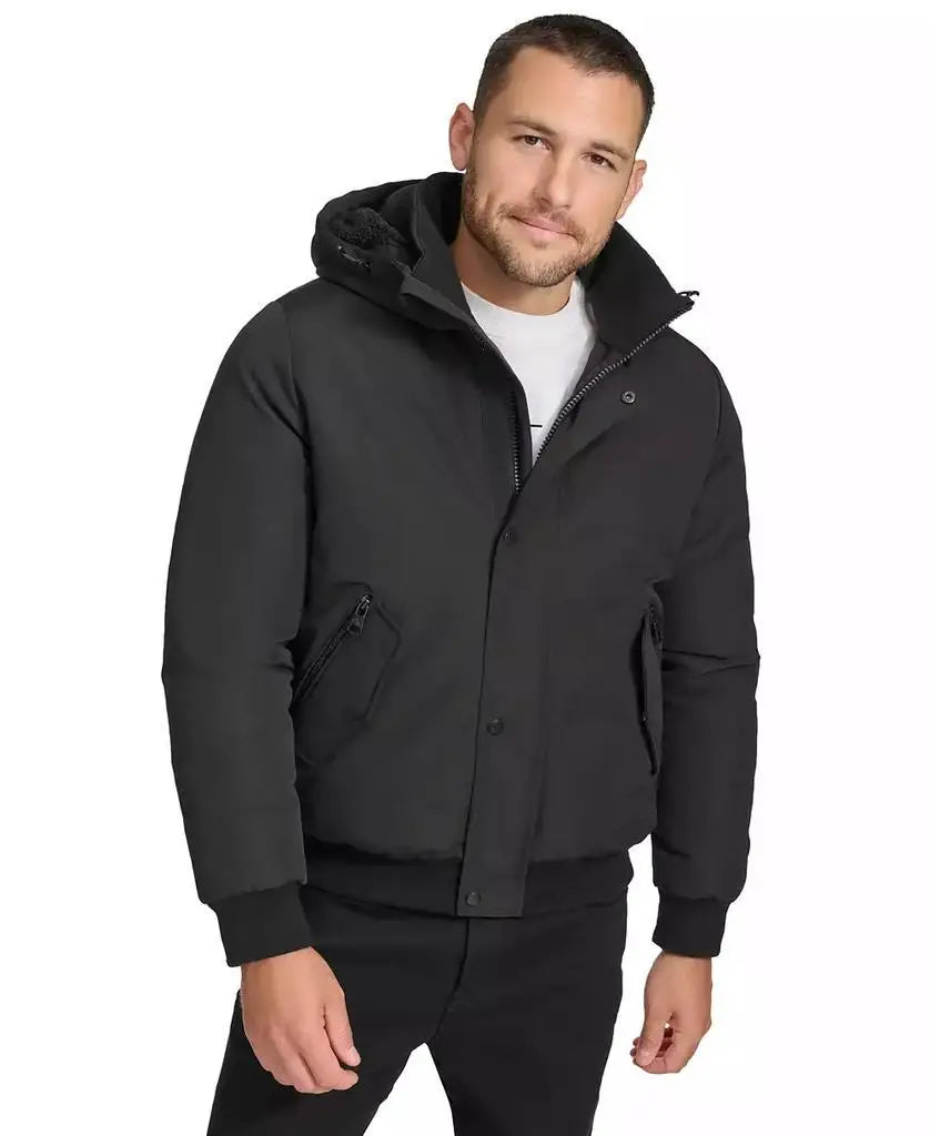 Calvin Klein Men's Arctic Fleece Bomber Jacket Hooded Sherpa Lined Casual Sports Coat for Badminton Wear