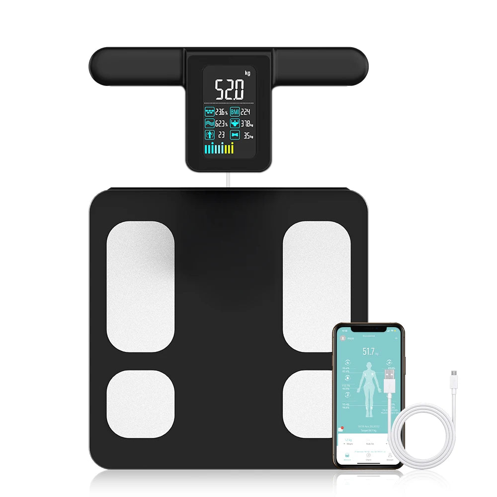 Smart 8 Electrode Scale; Bioimpedance, Electronic Digital Weight, Balance, Fat, Body Water, Muscle, Mass, BMI Body Composition