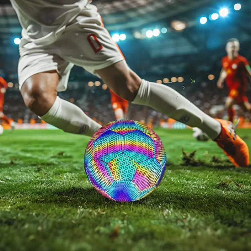 Reflective  Holographic Luminous Soccer (Foot)Ball Night Outdoor Standard Size 4/5 for Training