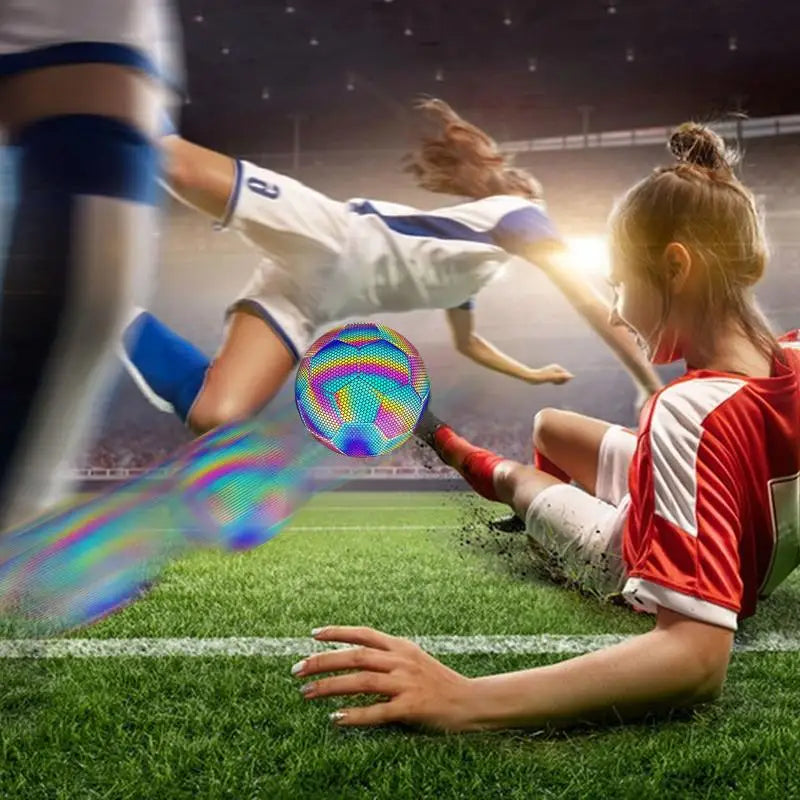 Reflective  Holographic Luminous Soccer (Foot)Ball Night Outdoor Standard Size 4/5 for Training
