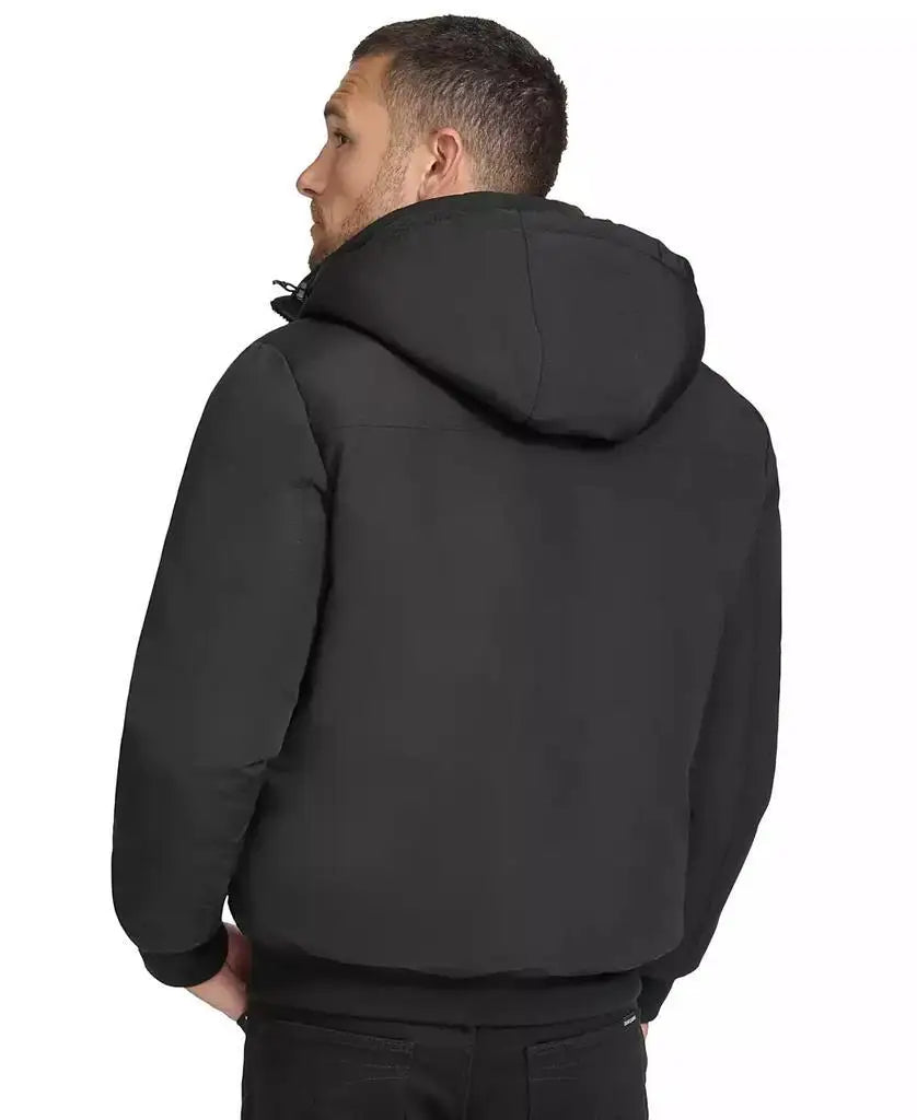Calvin Klein Men's Arctic Fleece Bomber Jacket Hooded Sherpa Lined Casual Sports Coat for Badminton Wear