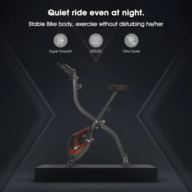 Exercise Bike 3 IN 1 Stationary Bike Folding with 8-Level Adjustable Resistance Comfortable Seat Cushion LCD