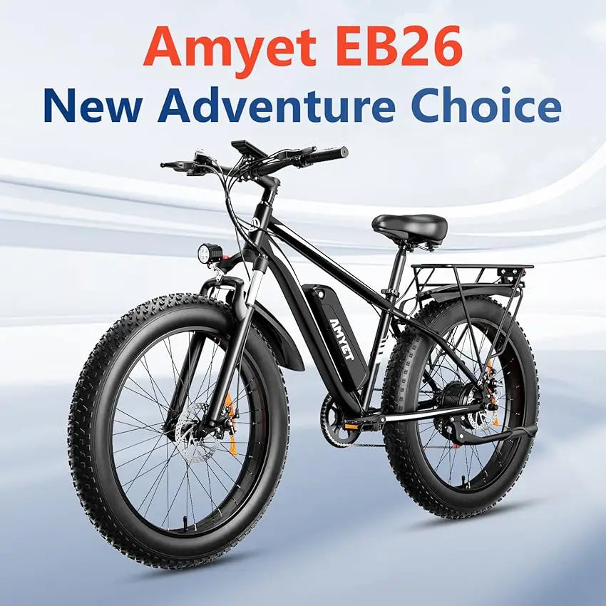 AMYET EB26 Electric Bike for Adults 1000W  48V 15AH E Bike 26" Fat Tire Mountain 31mph Dual Shock Absorber
