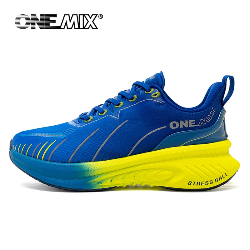 ONEMIX New Cushioning Running Shoes For Men Women  Suitable Heavy Runners Lace Up Non-slip Color: Red