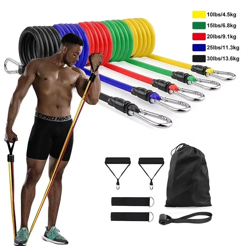 11 Pieces/Set Crossfit Latex Resistance Band Training Exercise Tube Yoga Rope Pull Elastic Rubber Expander  Belt