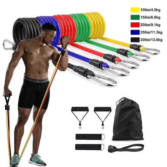 11 Pieces/Set Crossfit Latex Resistance Band Training Exercise Tube Yoga Rope Pull Elastic Rubber Expander  Belt