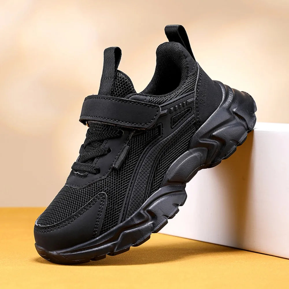 Lightweight Children's Black Sneakers Breathable Mesh for Boys or Girls Casual Walking Shoes Non-slip Kid Girls' School Running Shoes