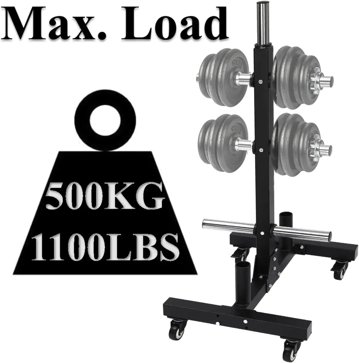 Movable Weight Plate Dumbbell Rack Storage Tree Steel 57inch 1100lbs Capacity Heavy Duty Weight Plate Holder for Gym Home