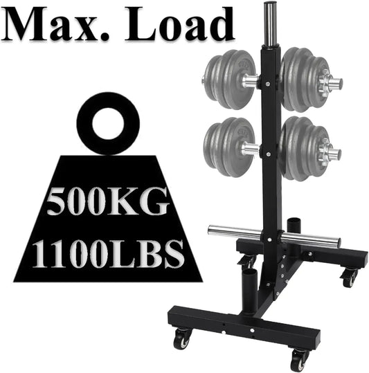 Movable Weight Plate Dumbbell Rack Storage Tree Steel 57inch 1100lbs Capacity Heavy Duty Weight Plate Holder for Gym Home