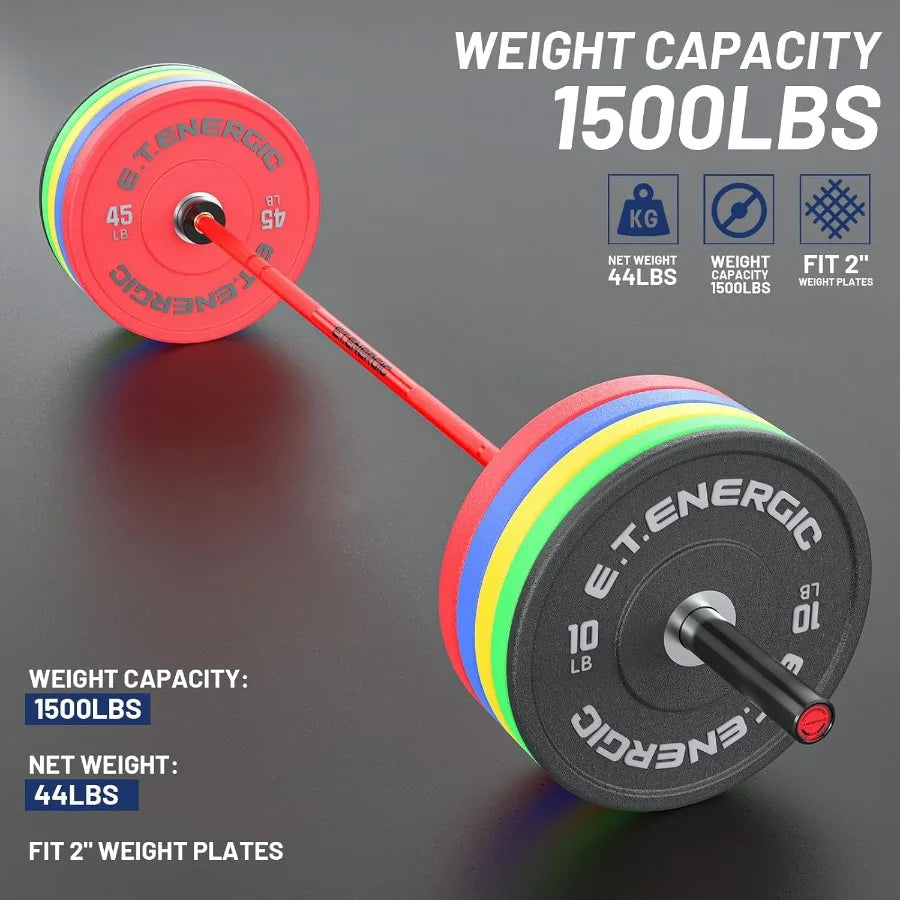 7ft Barbell Bar 45LB Load 1500lbs Capacity for Weightlifting Powerlifting using 2"  Plates