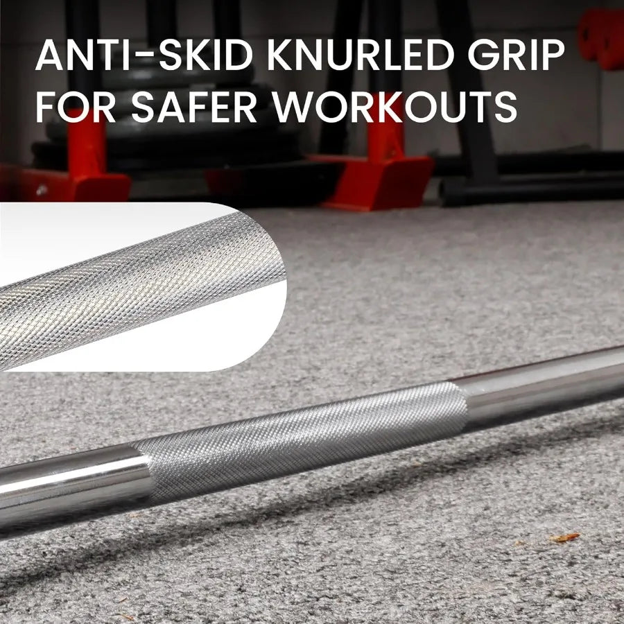 2 Inch  Barbell Bar for Powerlifting and Weightlifting Home Gym 700 Pound Capacity, 7.2 FT, Chrome Finish