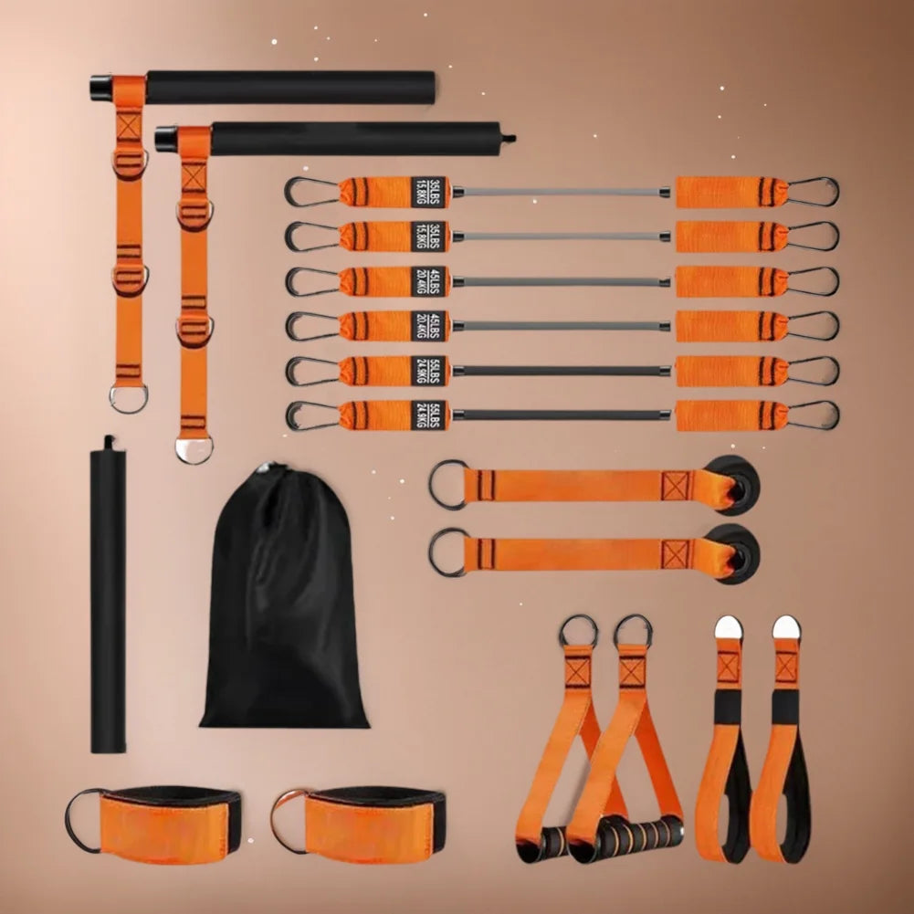 Multifunctional Pilates Bar & Resistance Bands Portable Weighted Exercise