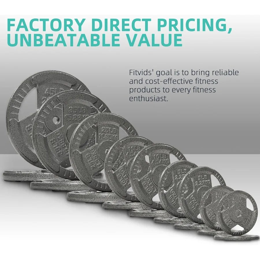 1" Standard Weight Plates Including 5FT Standard Barbell Bar & Star Locks, 45 Pounds Set