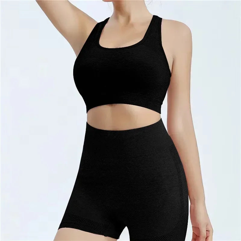 Yoga Set Gym Shorts Women Sport Bras Workout Tops  Seamless Yoga Sets