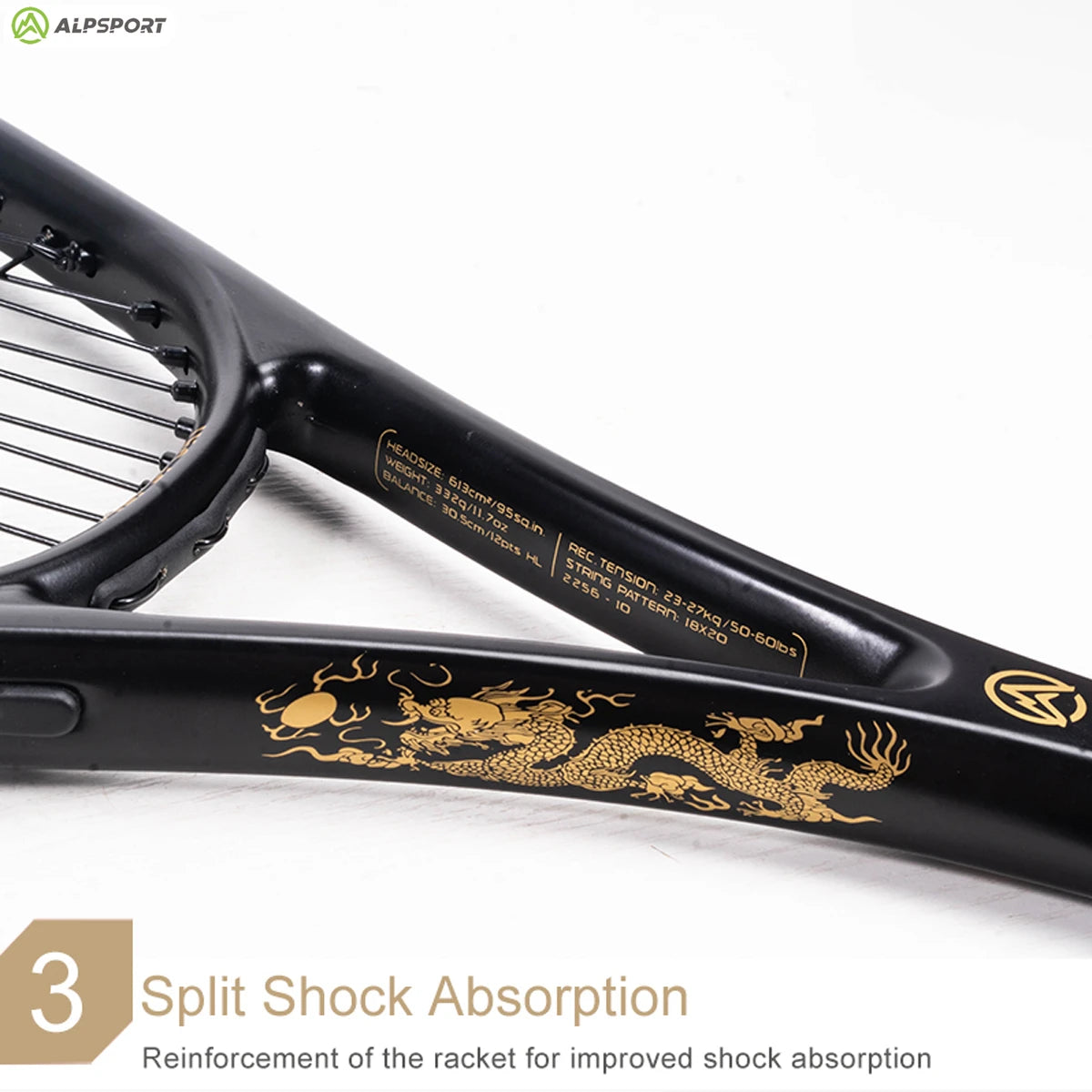 ALPSPORT JL T800 Carbon Fiber Tennis Racket , Professional Training Racket