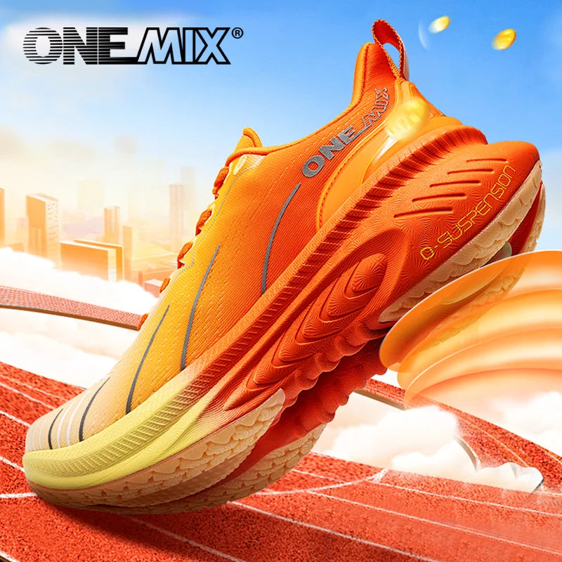 ONEMIX New Cushioning Running Shoes For Men Women  Suitable Heavy Runners Lace Up Non-slip Color :Black Violet